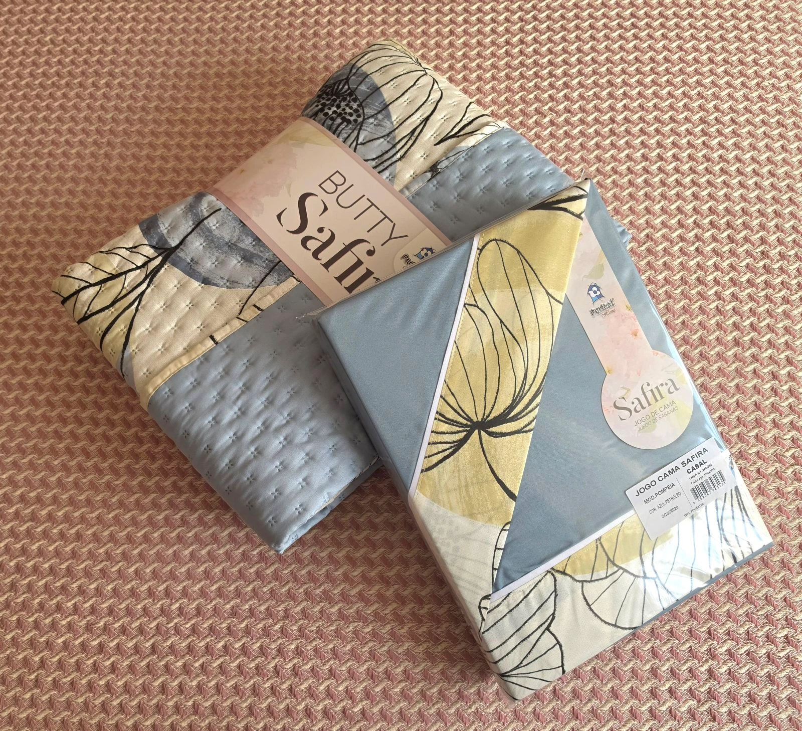 Conjunto de cama colcha e lençóis cama de casal